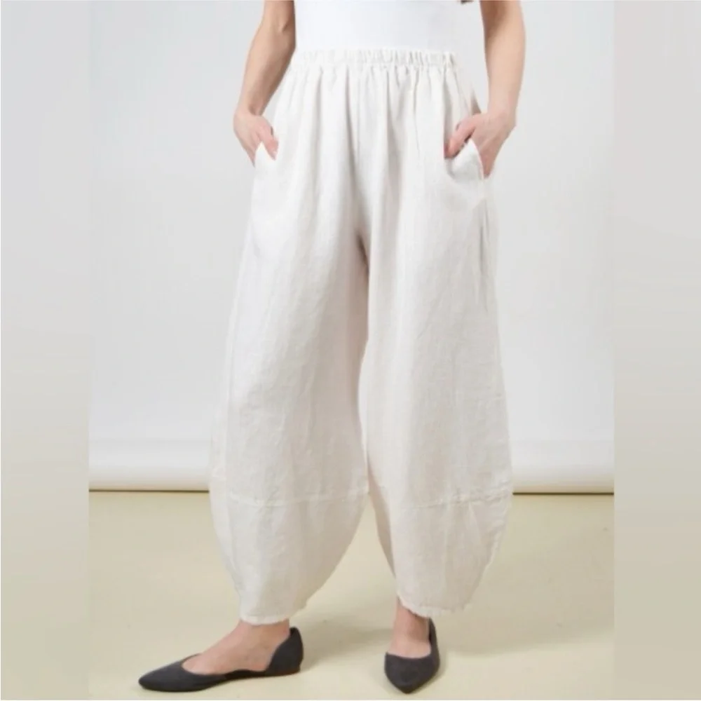 Bryn Walker Light Linen White Oliver Pant Wide‎ Leg Women’s Sz XL